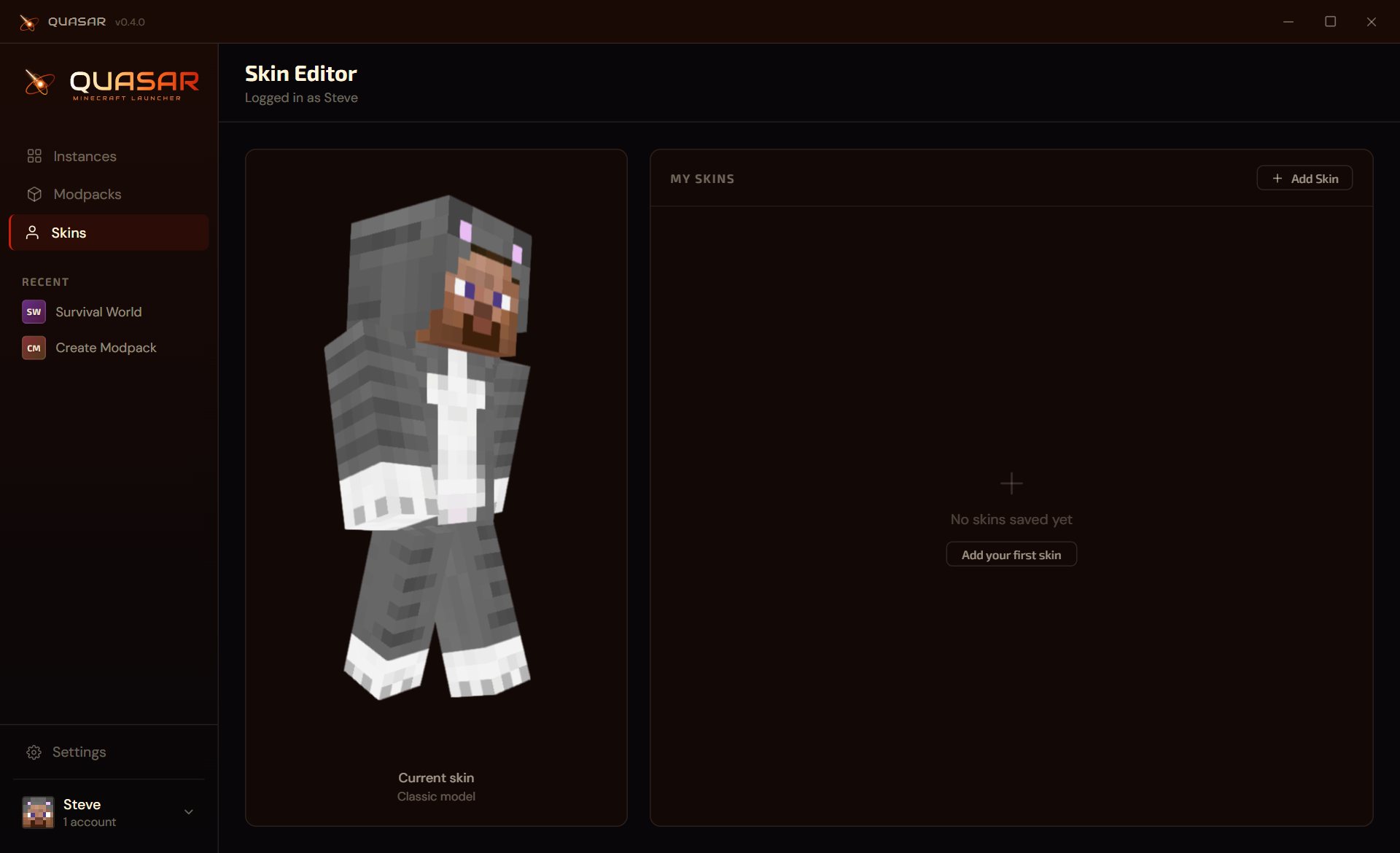 The skin editor in Quasar